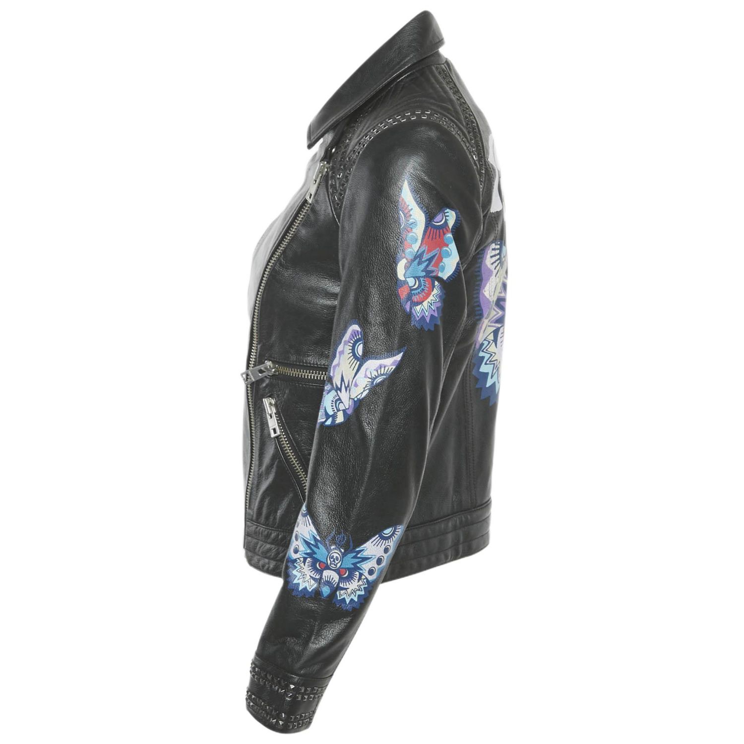Women's Black Leather Kawai Biker Jacket