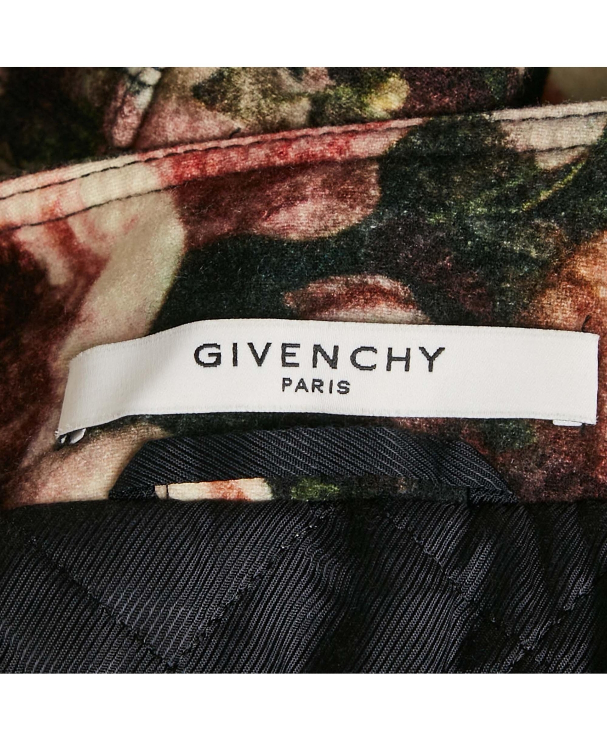 Pre-Owned Givenchy Women's Black Floral Print Felt Zip-Up Jacket