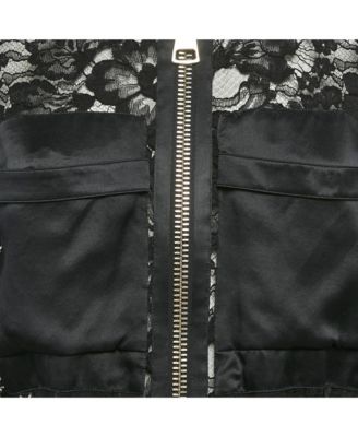 Women's Black Lace And Satin Sheer Jacket