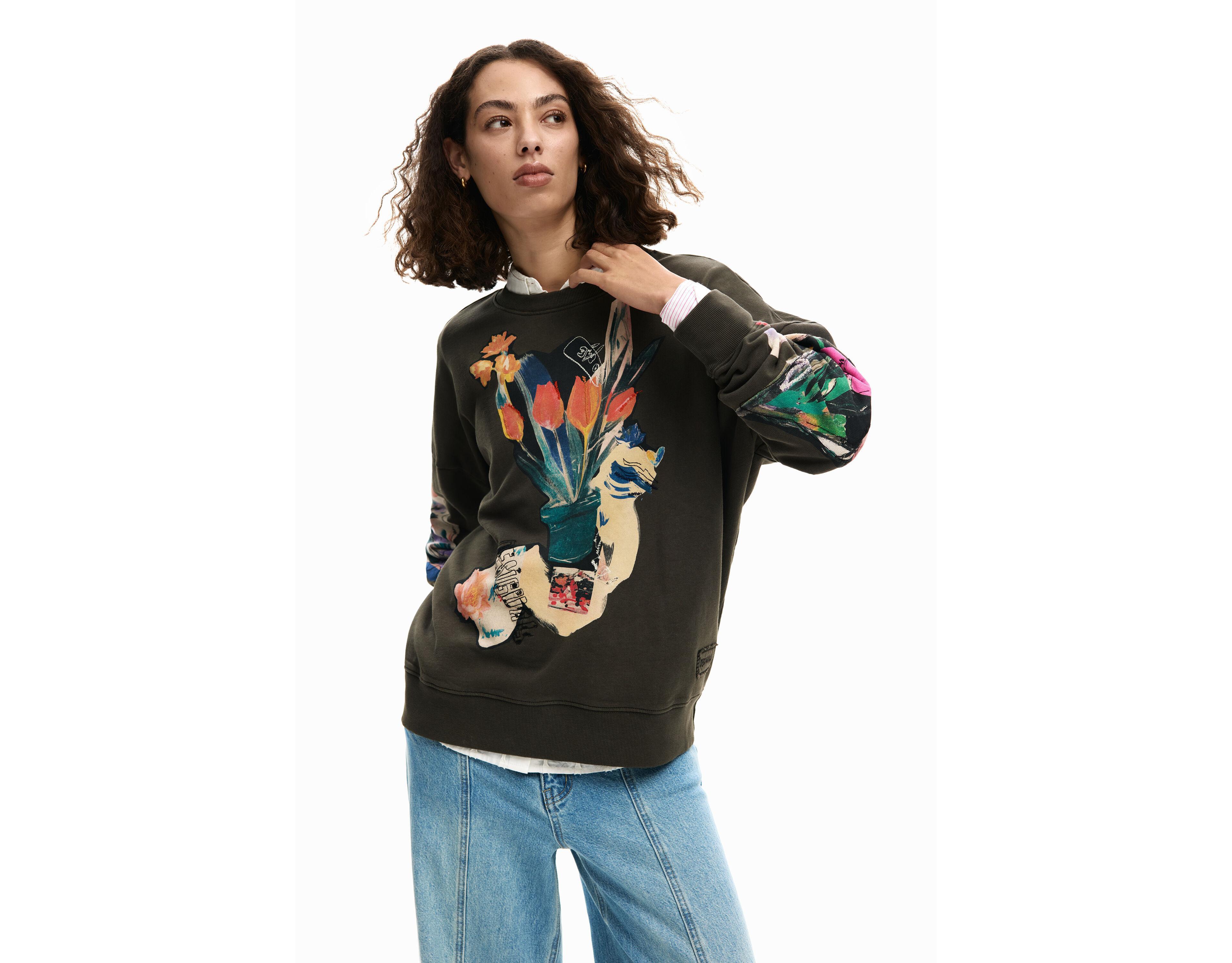 Desigual Women's Sweatshirt collage drawing
