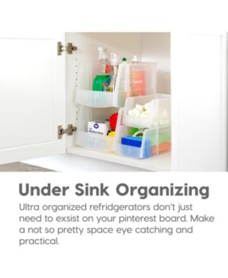 USA 8 Pack Large Storage Basket, Stackable Open Front Organizer Bin for Pantry, Clear