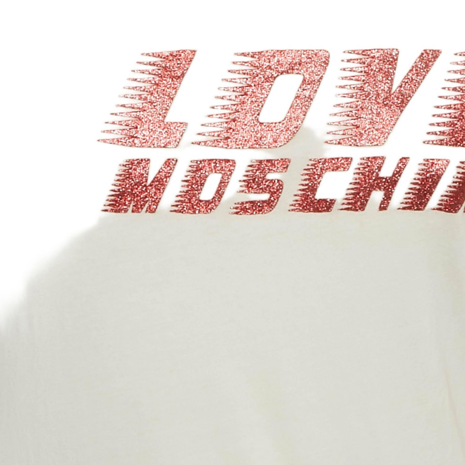 Women's White Glitter Logo Printed Cotton Knit T-Shirt