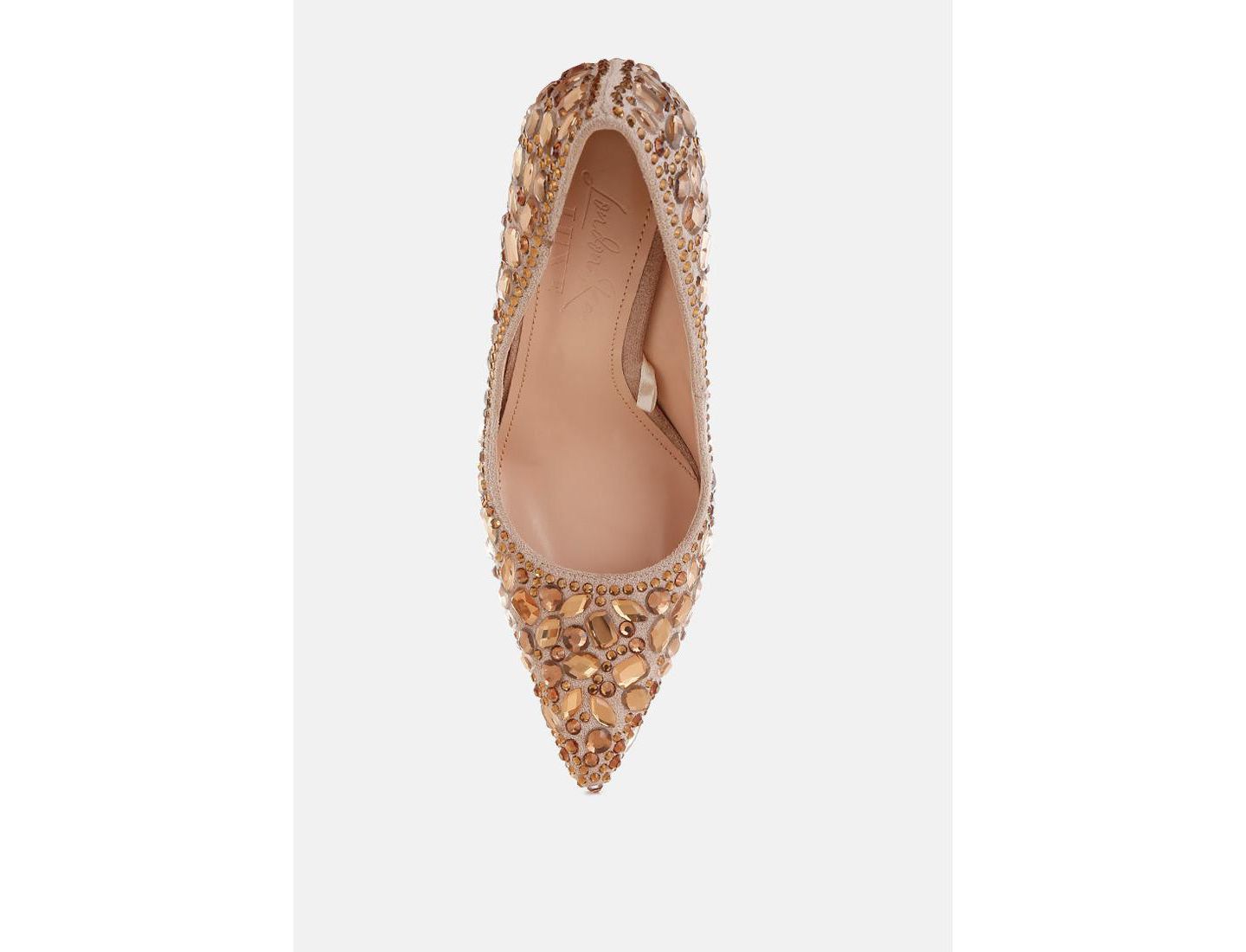 Женские туфли London Rag Iceout Diamante and Rhinestone Embellishments Pumps, цвет: Золотой искусственная кожа — фото 4
