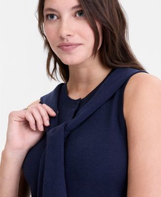 Women's Tie-Neck Sleeveless Sweater