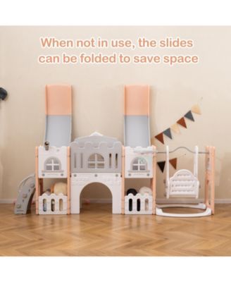 10 in 1 Toddler Slide and Swing Playset with Climber Tunnel and Double Slides