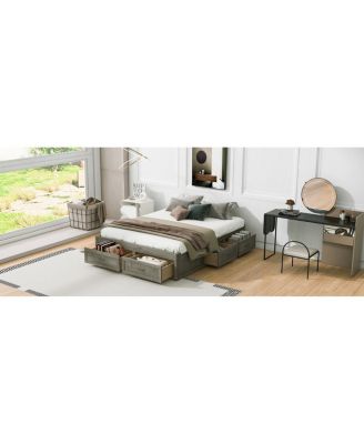 Queen Size Platform Bed with 6 Storage Drawers
