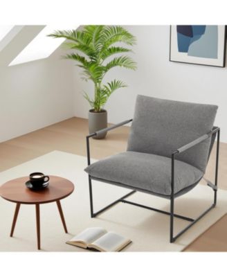 Sling Accent Chair for Living Room,Metal Framed Armchair with Shredded Foam Cushioning