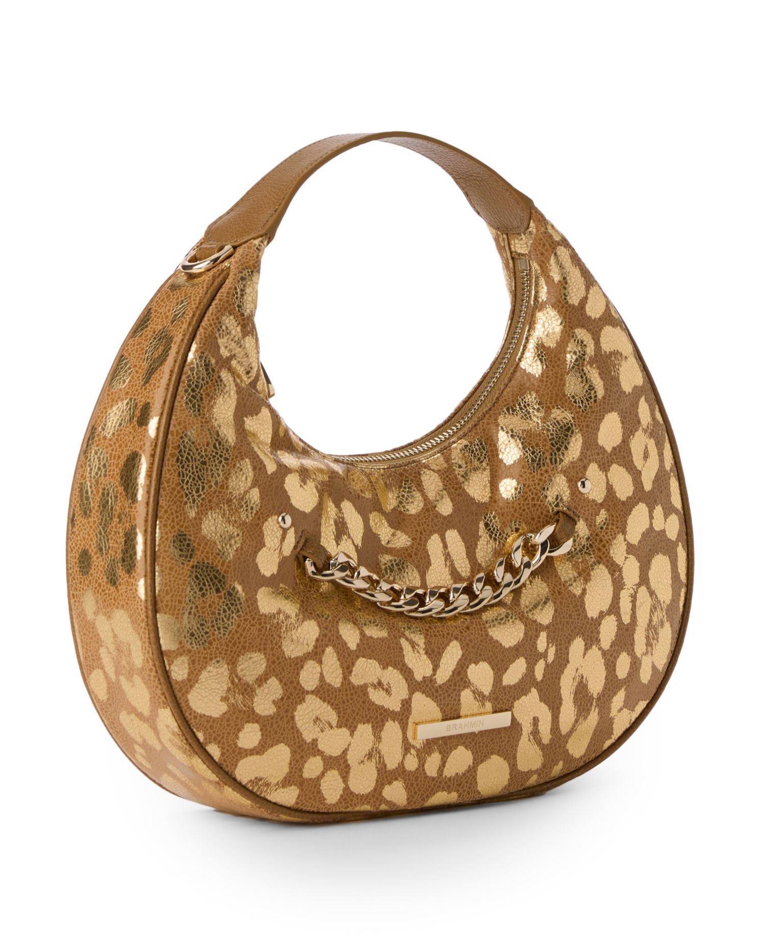 Mindy Glimmer Small Leather Crescent Crossbody Bag