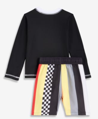 Toddler Boys' 2T-4T Cars Long-Sleeve Rashguard & Mesh-Lined Swim Trunks, 2-Piece Set 