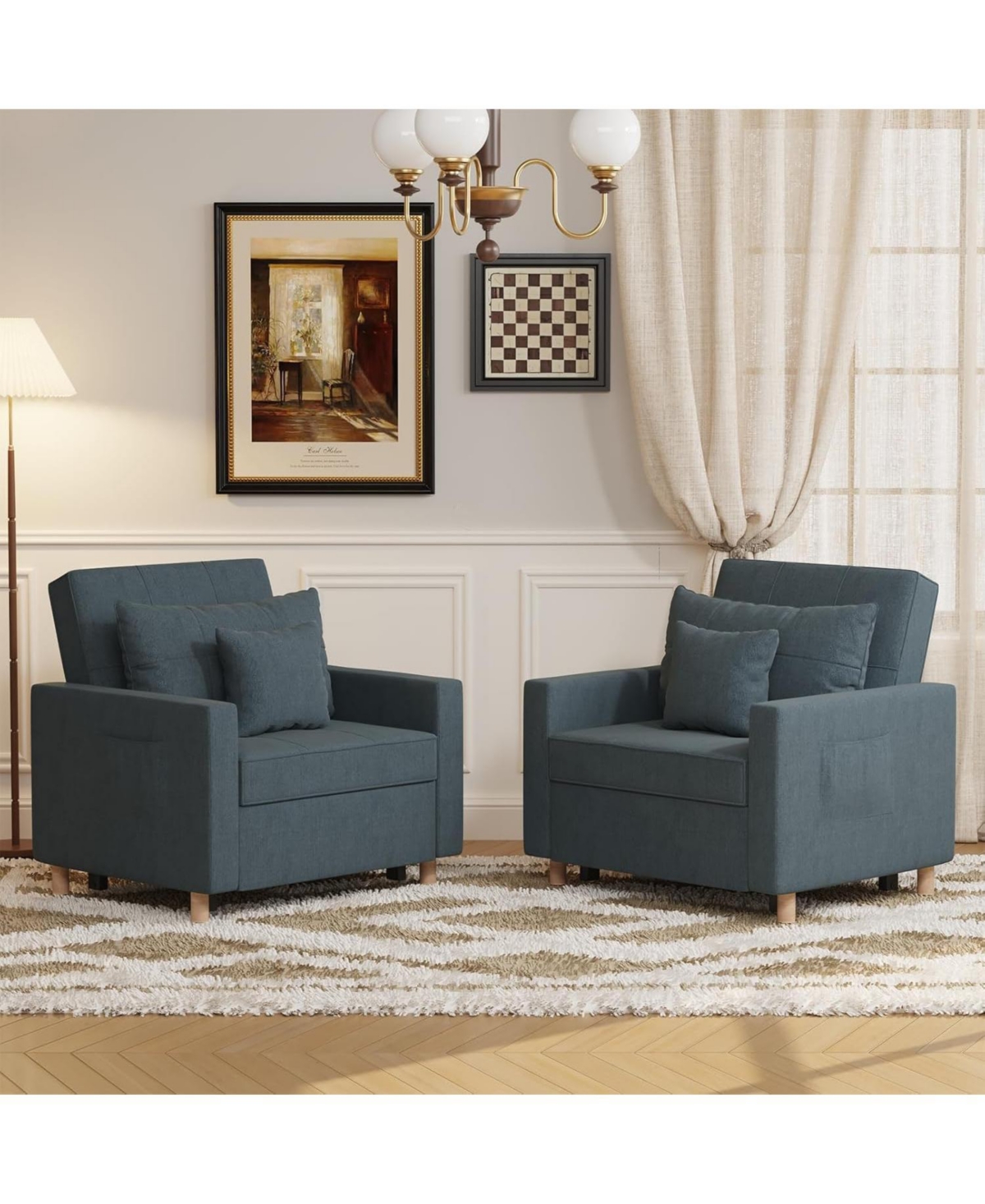 Aecojoy 36" Sleeper Chair, Convertible Chair Bed for Adults, 3-in-1 Pull Out Sofa