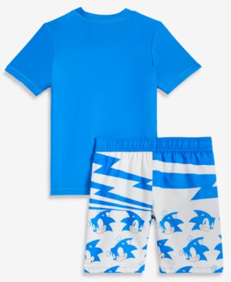 Boys' 4-6X Short Sleeve Rashguard & Mesh-Lined Trunks, 2-Piece Swim Set