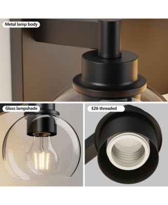 Bathroom Light Fixtures Over Mirror 5-Lights Vanity Light with Clear Globe Glass Shade Black Wall Sconce Vanity Lighting (Bulbs Not Included