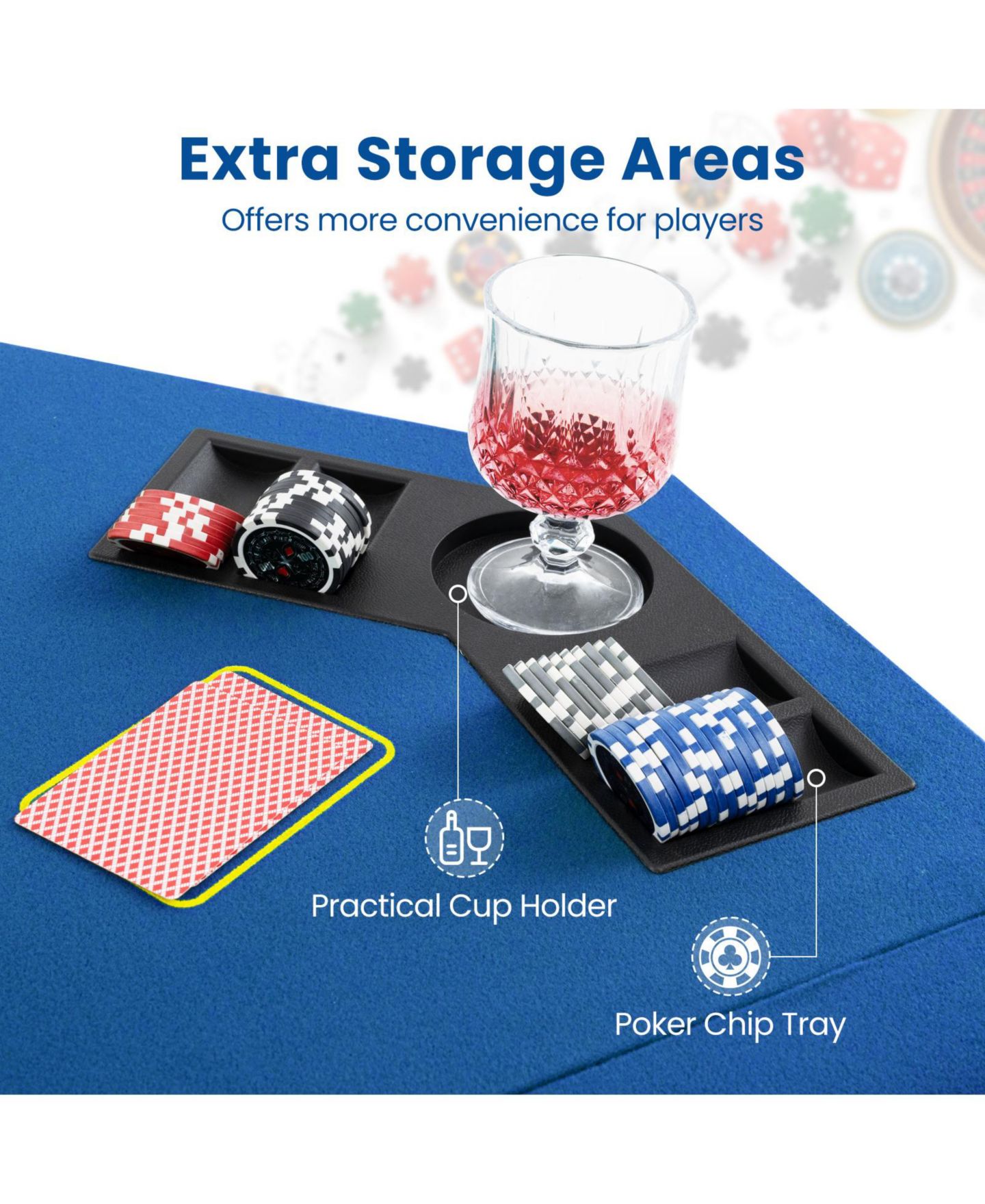 Детские игрушки HONGGE 8-Player Foldable Poker Table Top, Ages 14+, цвет: Синий — фото 6