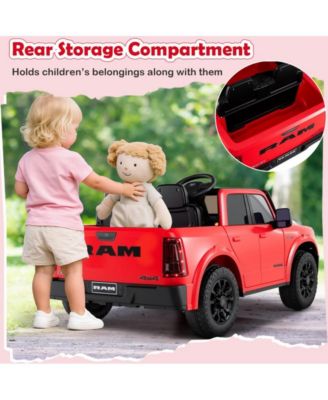Two Seater Ride On Truck for Kids with Remote Control Storage Bed and Safety Belts