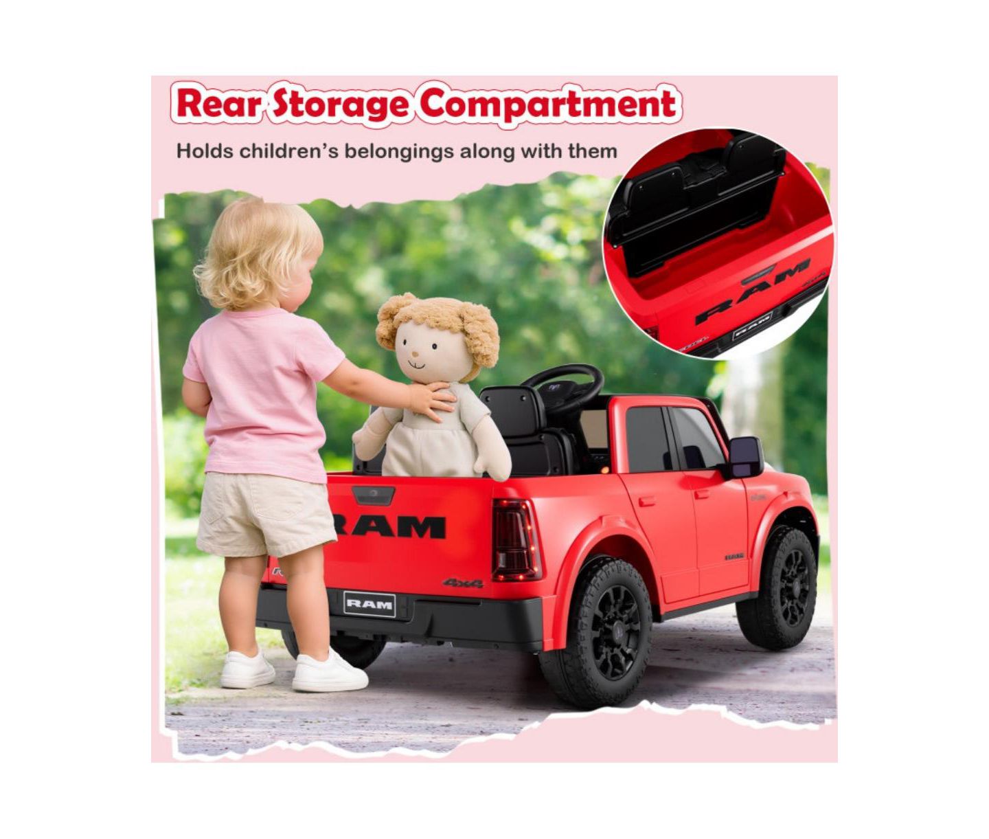 Детская игрушка HONGGE Two-Seater Ride-On Truck with Remote Control & Dual Motors, 2-Seater, Ages 3+, цвет: Красный — фото 10
