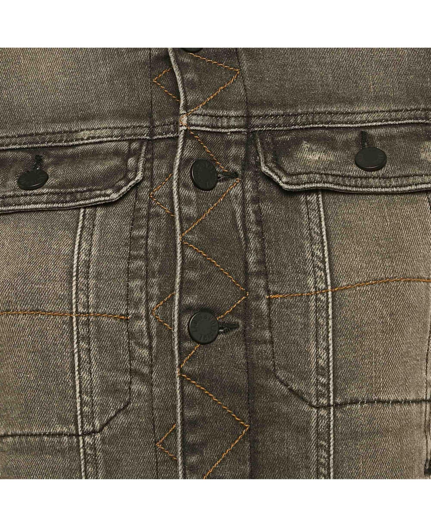 Women's Pre-Owned Zadig and Voltaire Grey Distressed Denim Embroidered Kiok Gris Brode Jacket