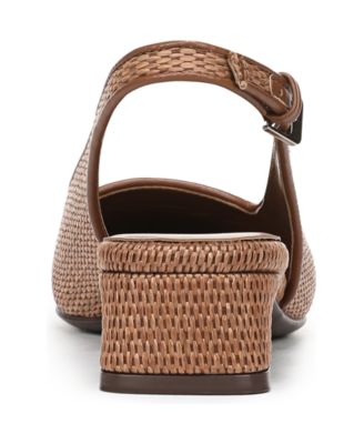 Women's Ginger 2 Snip Toe Asymmetrical Low Block Heel Slingbacks