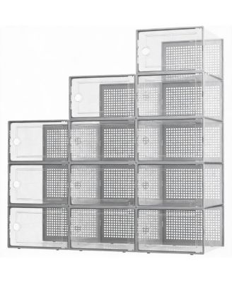 XX-Large Clear Stackable Shoe Storage Bins, Multi-Purpose, Durable ABS