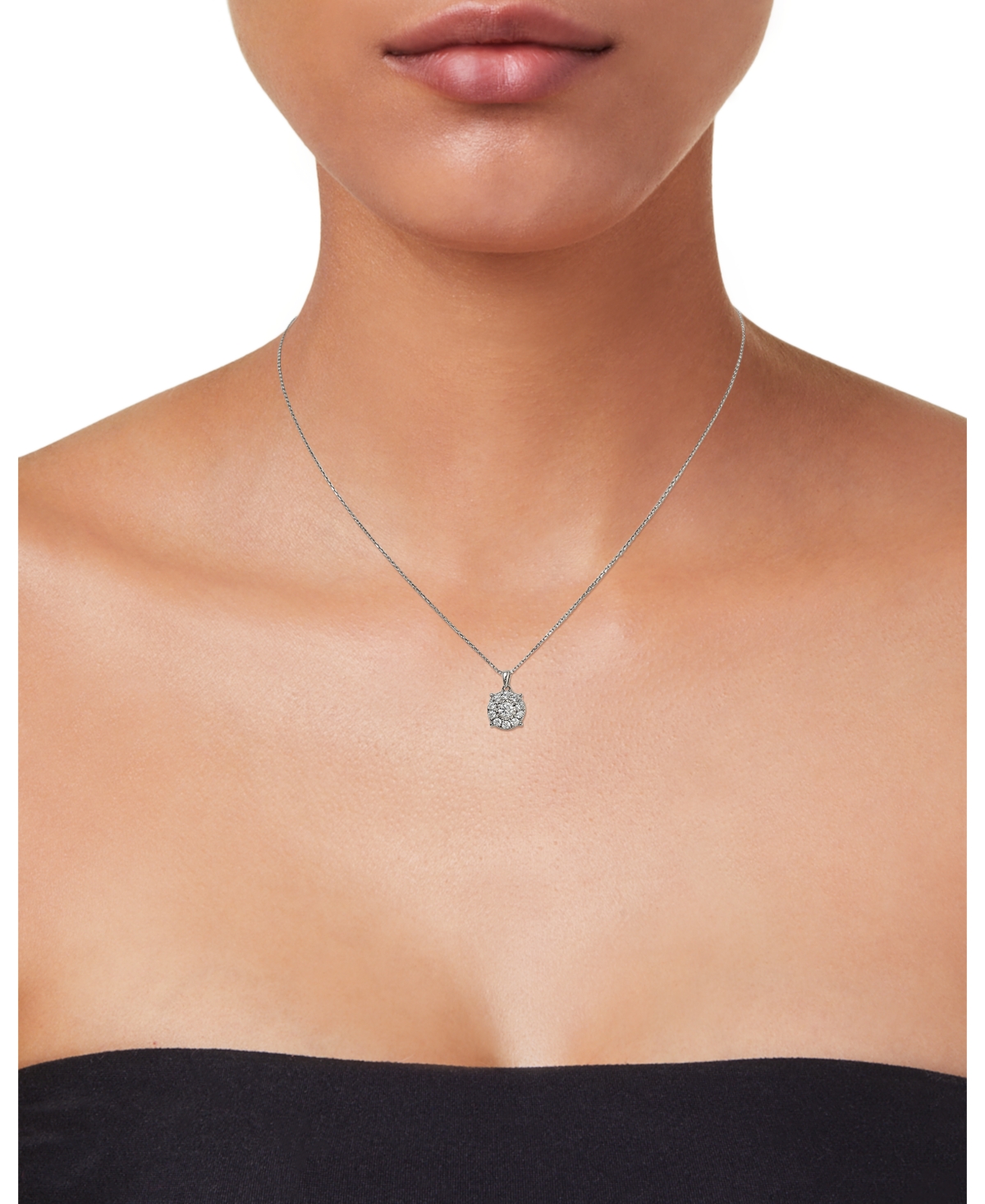 Diamond Halo 18" Pendant Necklace (1/2 ct. t.w.) in 14k White Gold