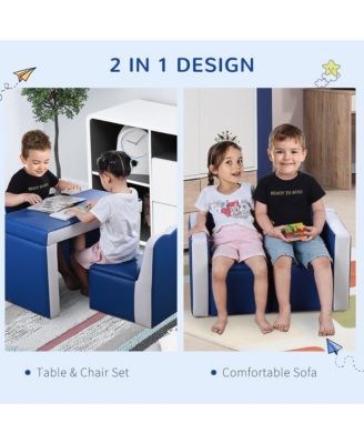 “Kids Convertible Sofa Table & Chair Set with Storage, 31-Inch”