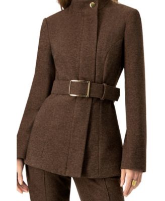 Women's Belted High Neck Coat