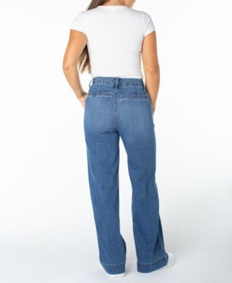 Juniors' High-Rise Wide-Leg Trouser Jeans
