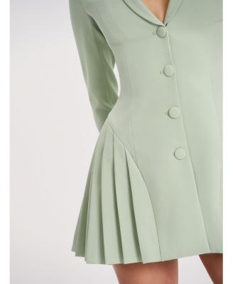 Women's Delia Pistachio Green Blazer Dress with Pleated Detail