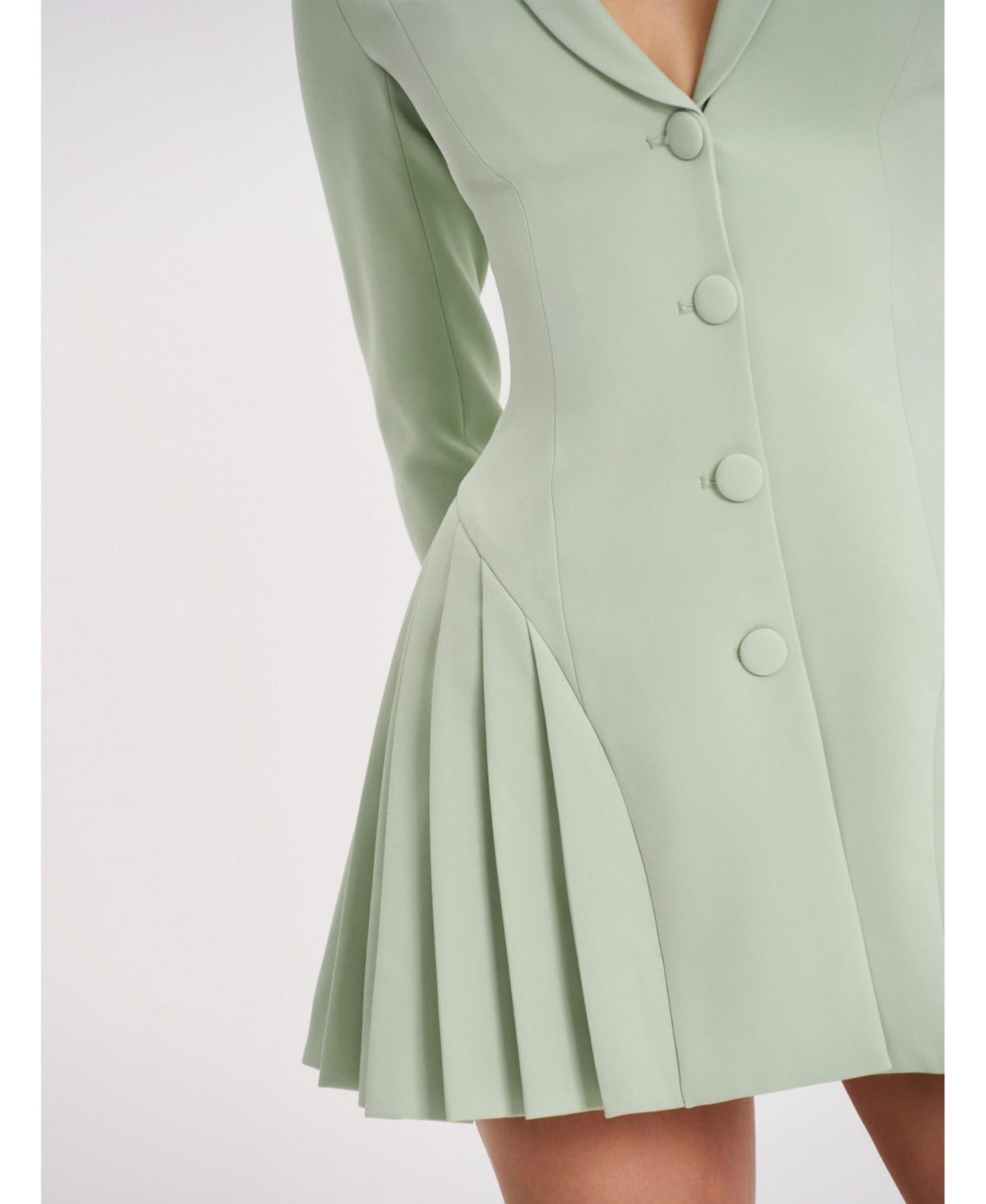 Miss Circle Women's Delia Pistachio Green Blazer Dress with Pleated Detail