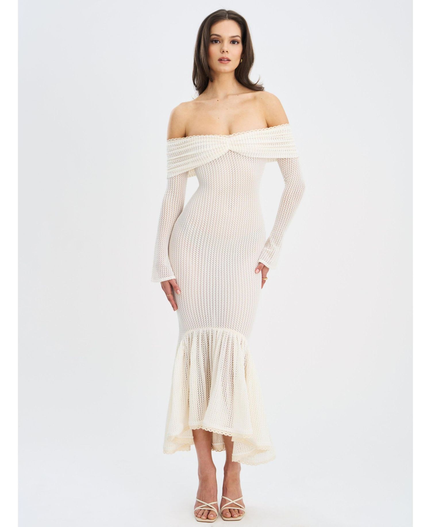 Women's Kaedyn Off Shoulder Long Sleeve Crochet Mermaid Maxi Dress