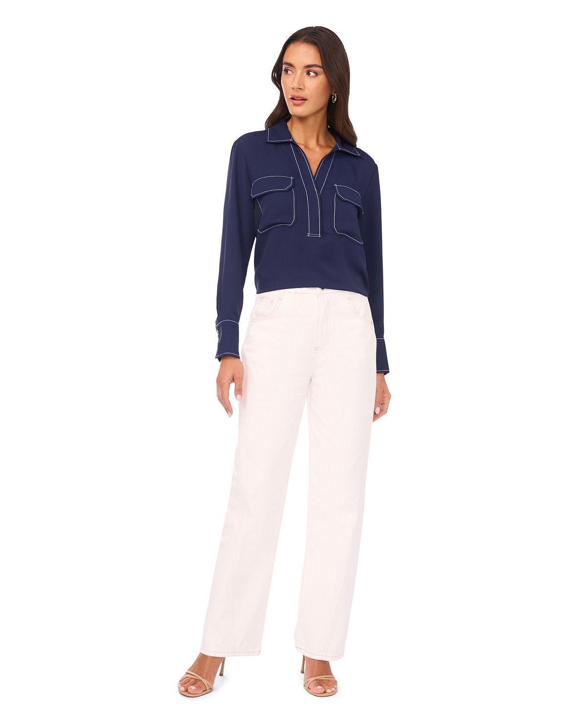 Vince Camuto Women's Curved Seam Straight Jeans view 3 — MAYCSS fashion products