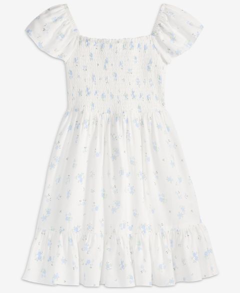 Платье With Jules Short-Sleeve Smocked-Bodice Dress для девочек, цвет: Розовый