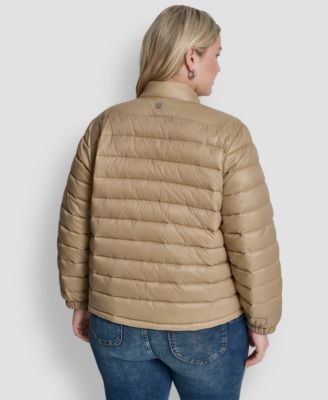 Plus Size Moto Collar Short Packable Coat