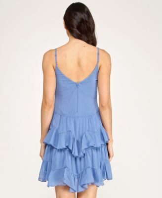 Juniors' Ruffle Layered Trapeze Scoop Neck Dress