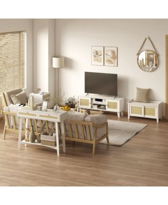 Shoe Bench with Storage and Pine Wood Legs,