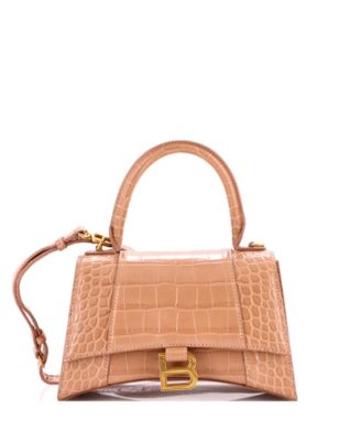 Small Hourglass Top Handle Bag Embossed Leather