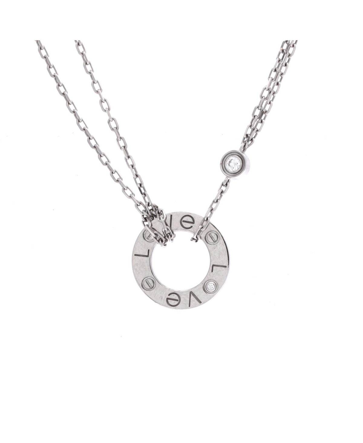 Pre-Owned Cartier 2 Diamonds Love Pendant Necklace - 18k white gold