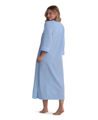 Women's Window Pane Printed Long Zip Robe