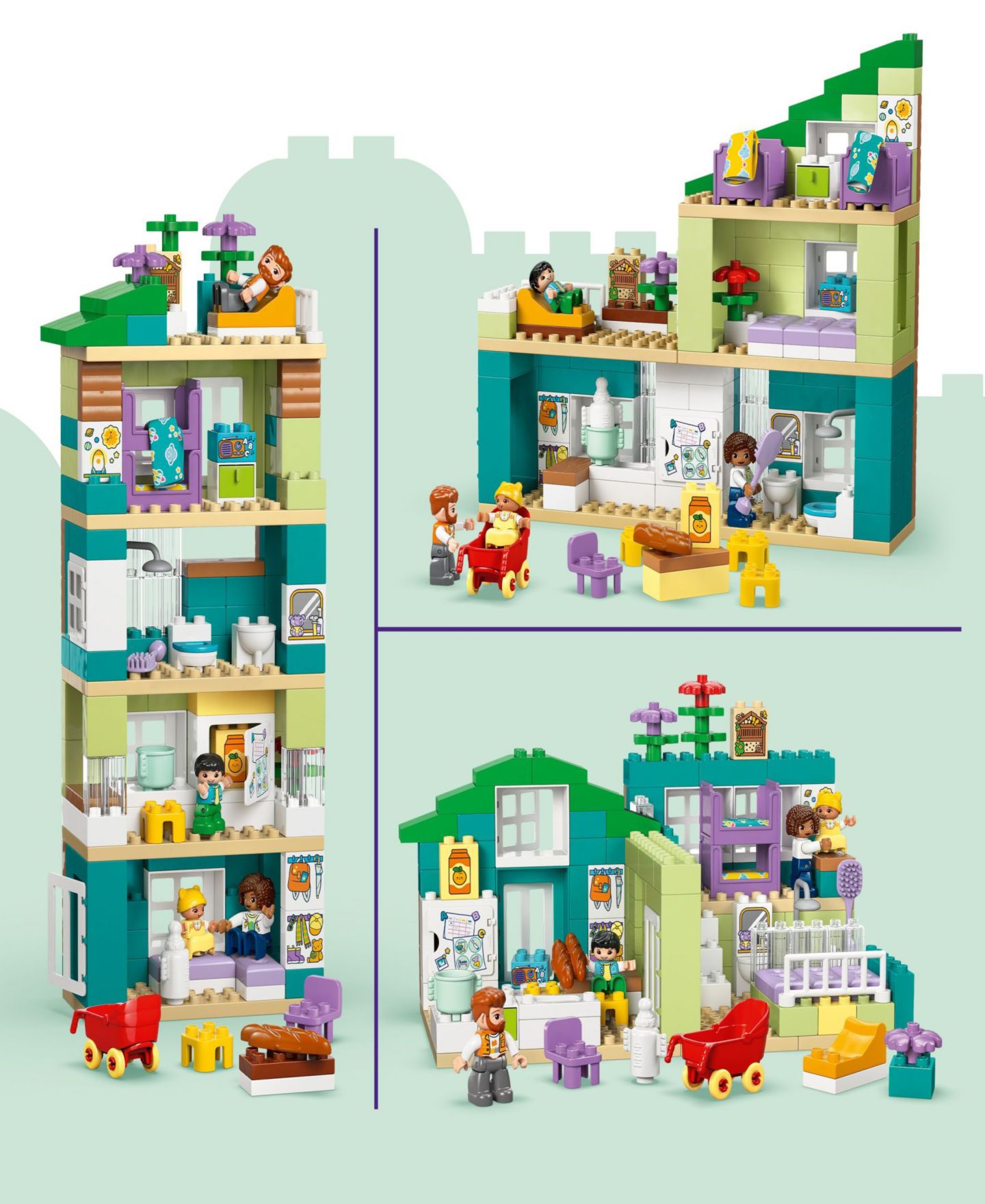 Детский конструктор LEGO® Duplo Town 3 in 1 Modern Family House with Figures Building Kit 10470, 166 Pieces — фото 5