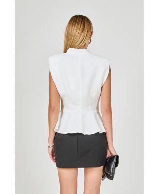 Women's Mock Neck Sleeveless Peplum Top