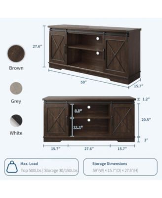Farmhouse TV Stand for TV up to 65 Inches, Entertainment Center with Sliding Barn Doors and Adjustable Shelf