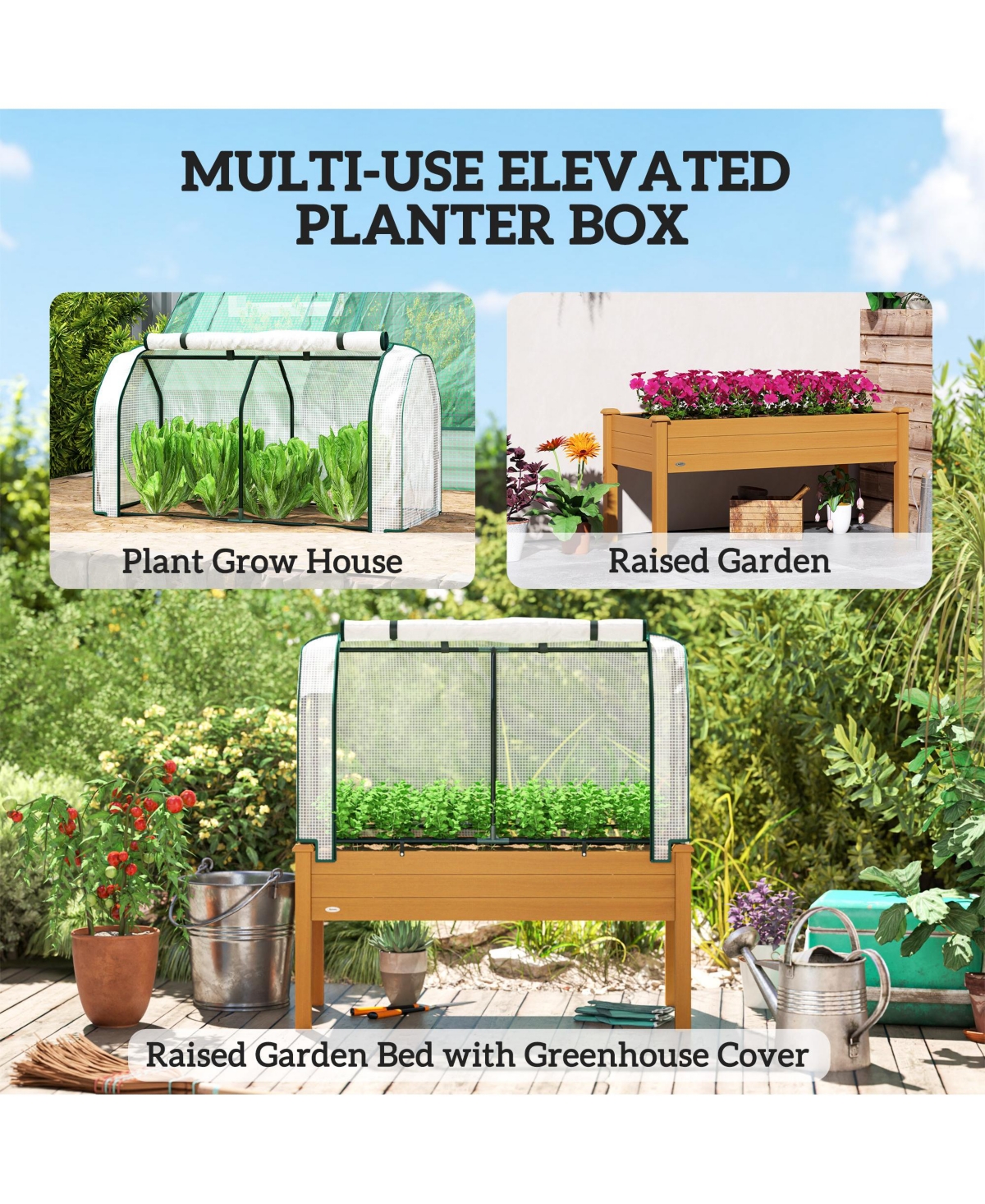 Outsunny 48 x 22 46 inch Raised Garden Bed w/ Pe Cover,