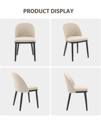 Upholstered Dining Chairs Set of 2,Modern Fabric Dinner Chairs with Wood Legs