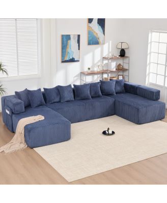146" U-Shaped Convertible Sleeper Sectional Sofa with 8 Pillows