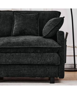 101.9" 3-Seater Cashmere Sofa w/ Movable Ottoman, Modular Design