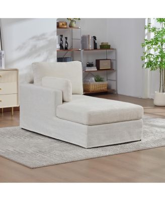 Modular sofa bed with cushions, upholstered in soft chenille fabric. Ivory-L