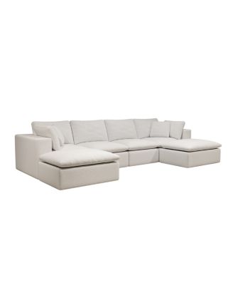 Modular Sectional Sofa, Upholstered Couch, 5PC Free Combination, White