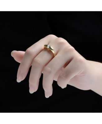 Modern Brilliant Cubic Zirconia Ring in 14K Gold Plated