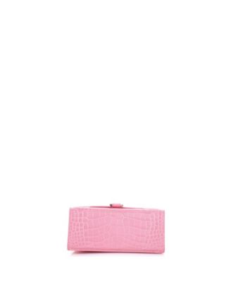 Small Hourglass Top Handle Bag Embossed Leather