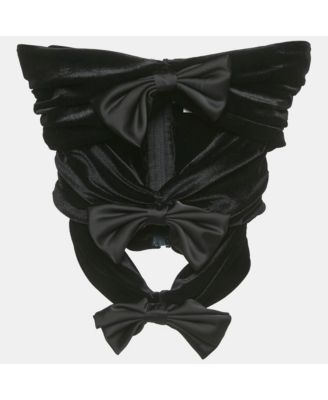 Women's Black Velvet Bow Detail Top