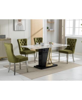 Modern Velvet Dining Chairs with Chrome Legs, Set of 2